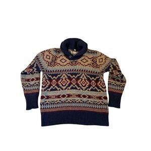Schott‎ Bros Hand Crafted American Clothing Company Knit Shawl Sweater Med Aztec